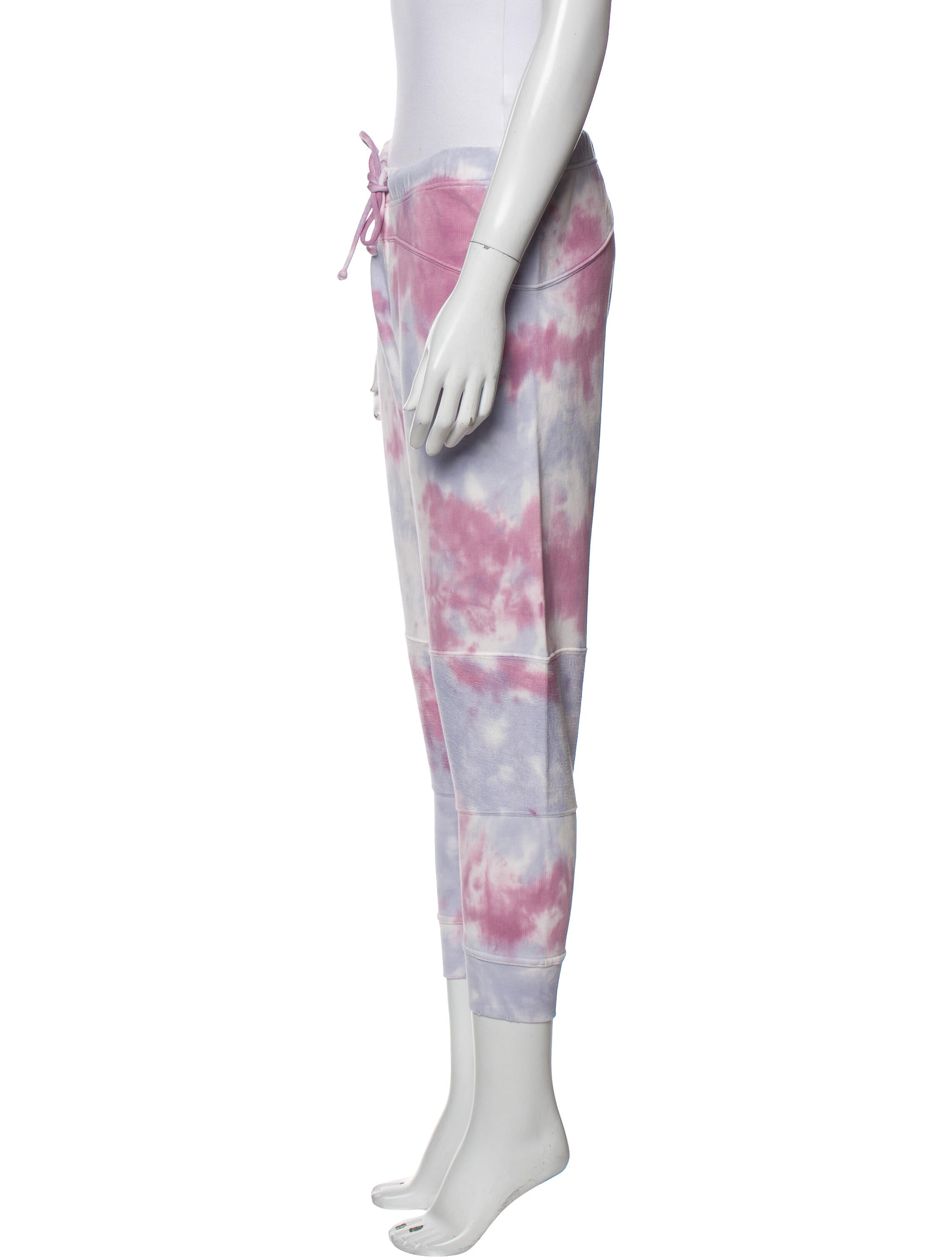 LoveShackFancy Tie-Dye Print Raw-Edge Trim Sweatpants