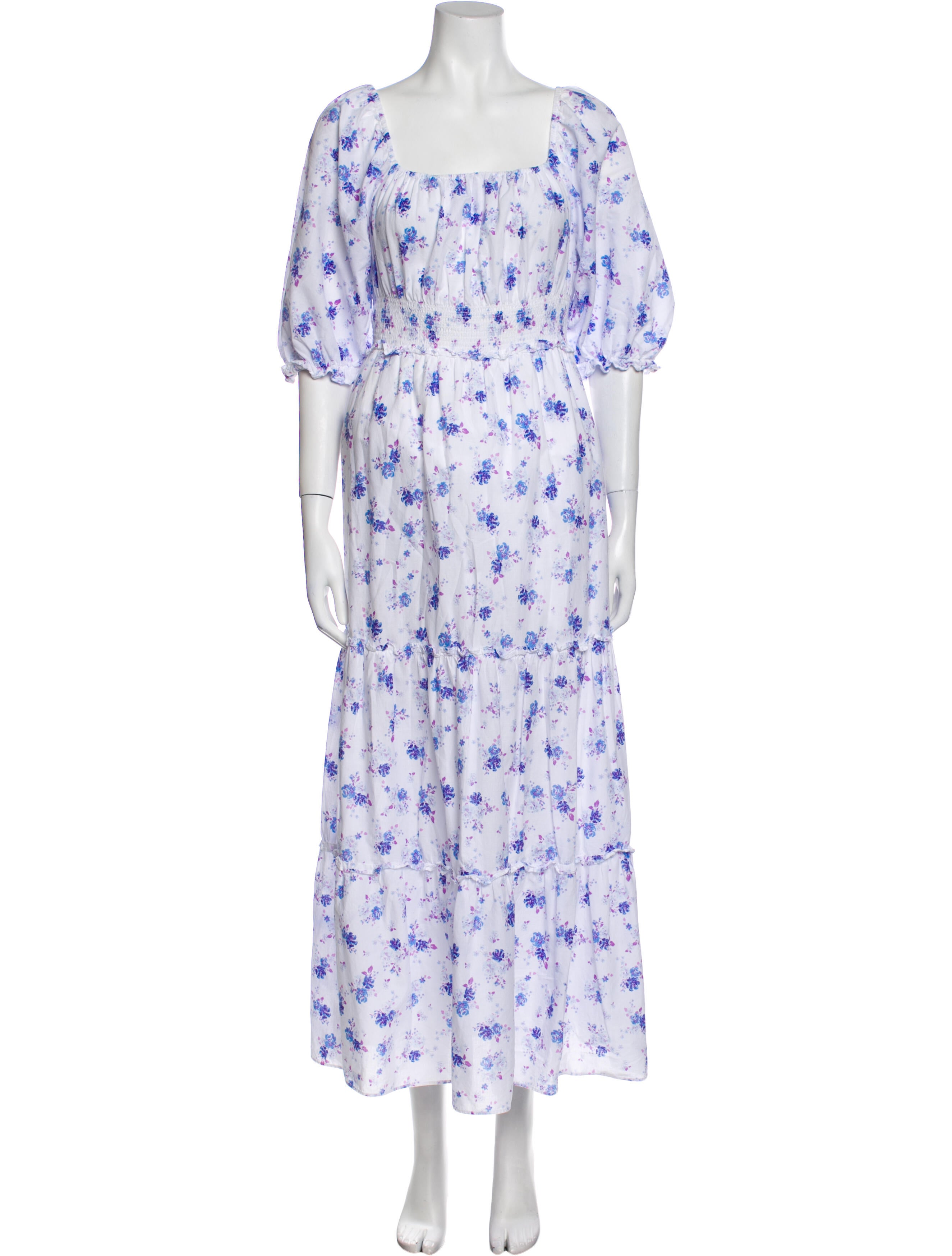 LoveShackFancy Floral Print Long Dress