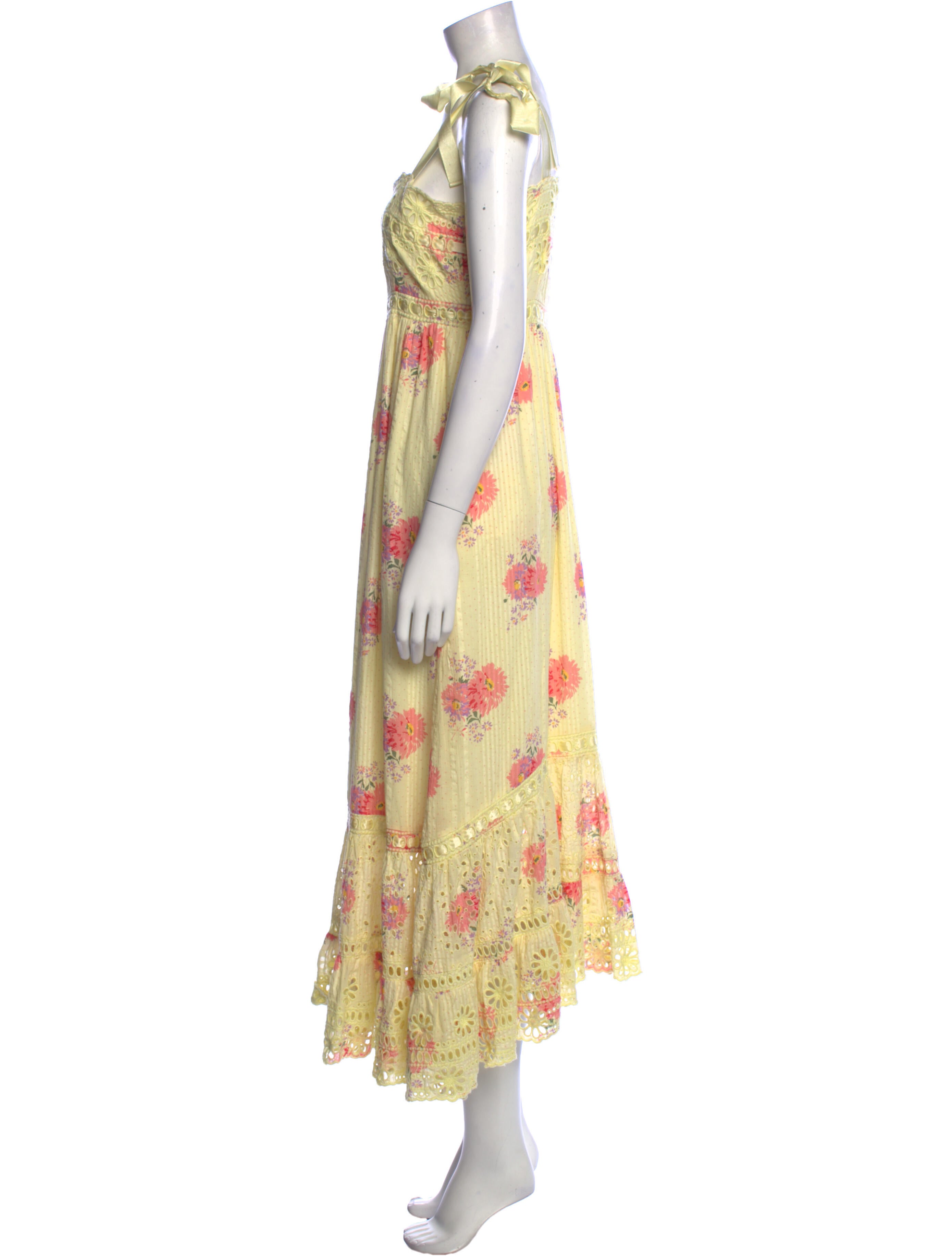 LoveShackFancy Floral Print Long Dress - Yellow Dresses, Clothing ...