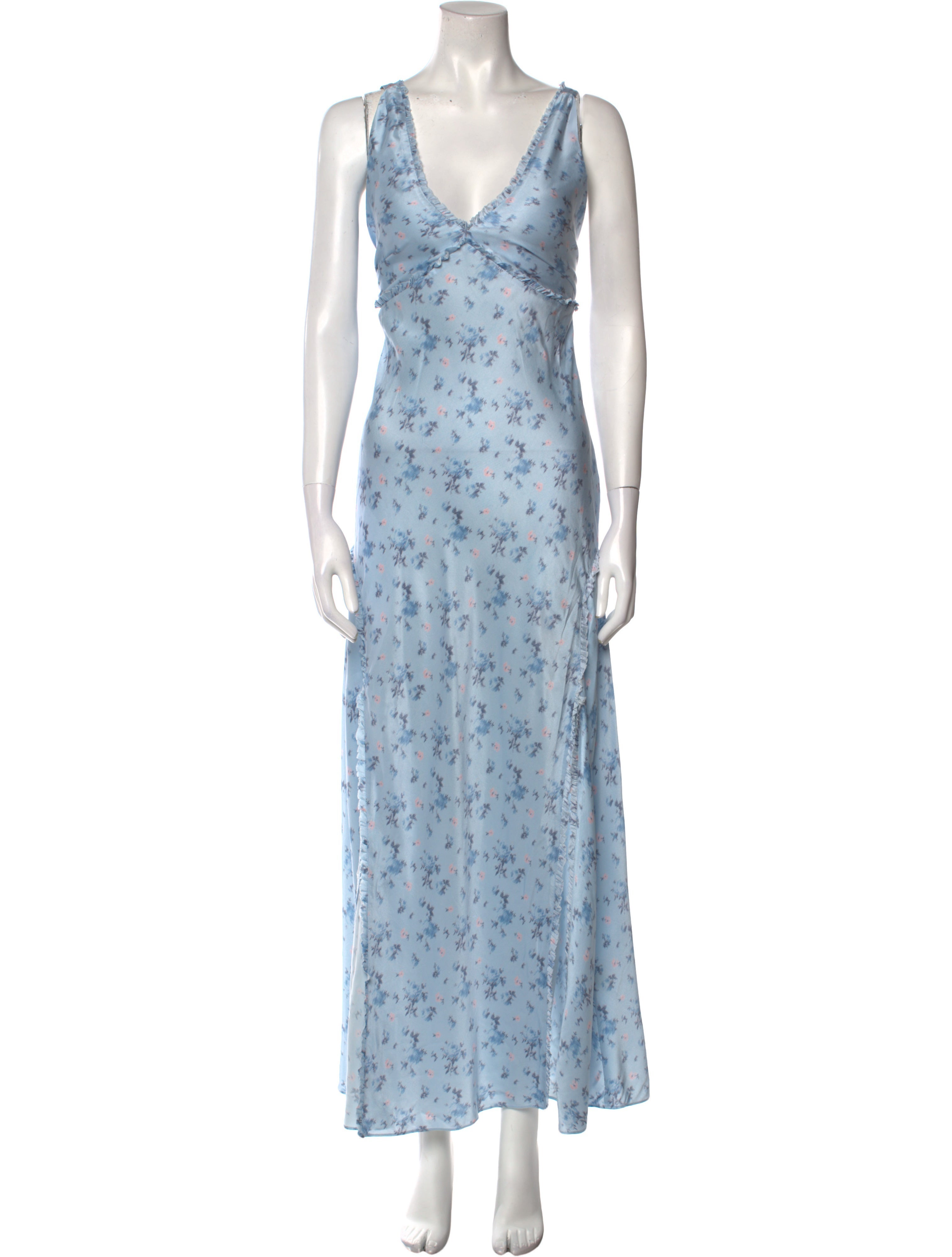 chinese dress ladies Theodore Silk-Blend Floral Maxi Dress Skylight Blue / 6 main image 1