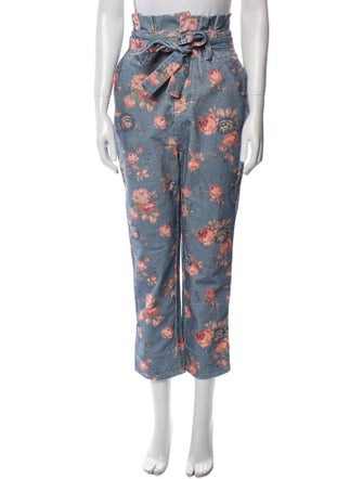 LoveShackFancy Floral Print Straight Leg Pants