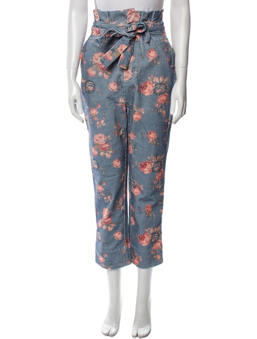 LoveShackFancy Floral Print Straight Leg Pants