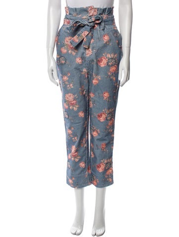 LoveShackFancy Pants Floral Print Straight Leg XS