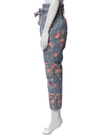 LoveShackFancy Floral Print Straight Leg Pants
