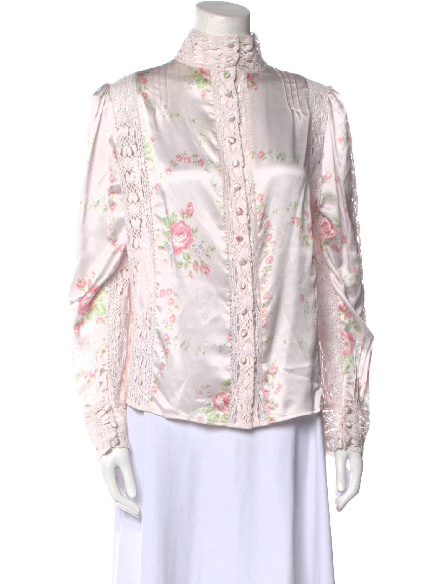 SFZ-25FE4298POPLIN WHITE FLOWER MOTIF BLOUSE
