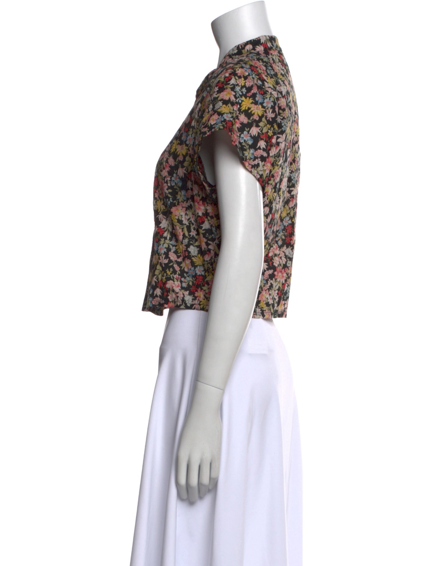 Loup Floral Print Short Sleeve Crop Top