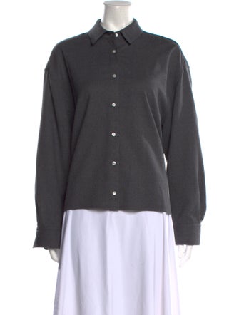 Loulou Studio Wool Long Sleeve Button-Up Top