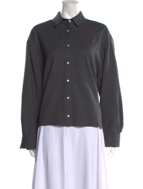 Loulou Studio Wool Long Sleeve Button-Up Top