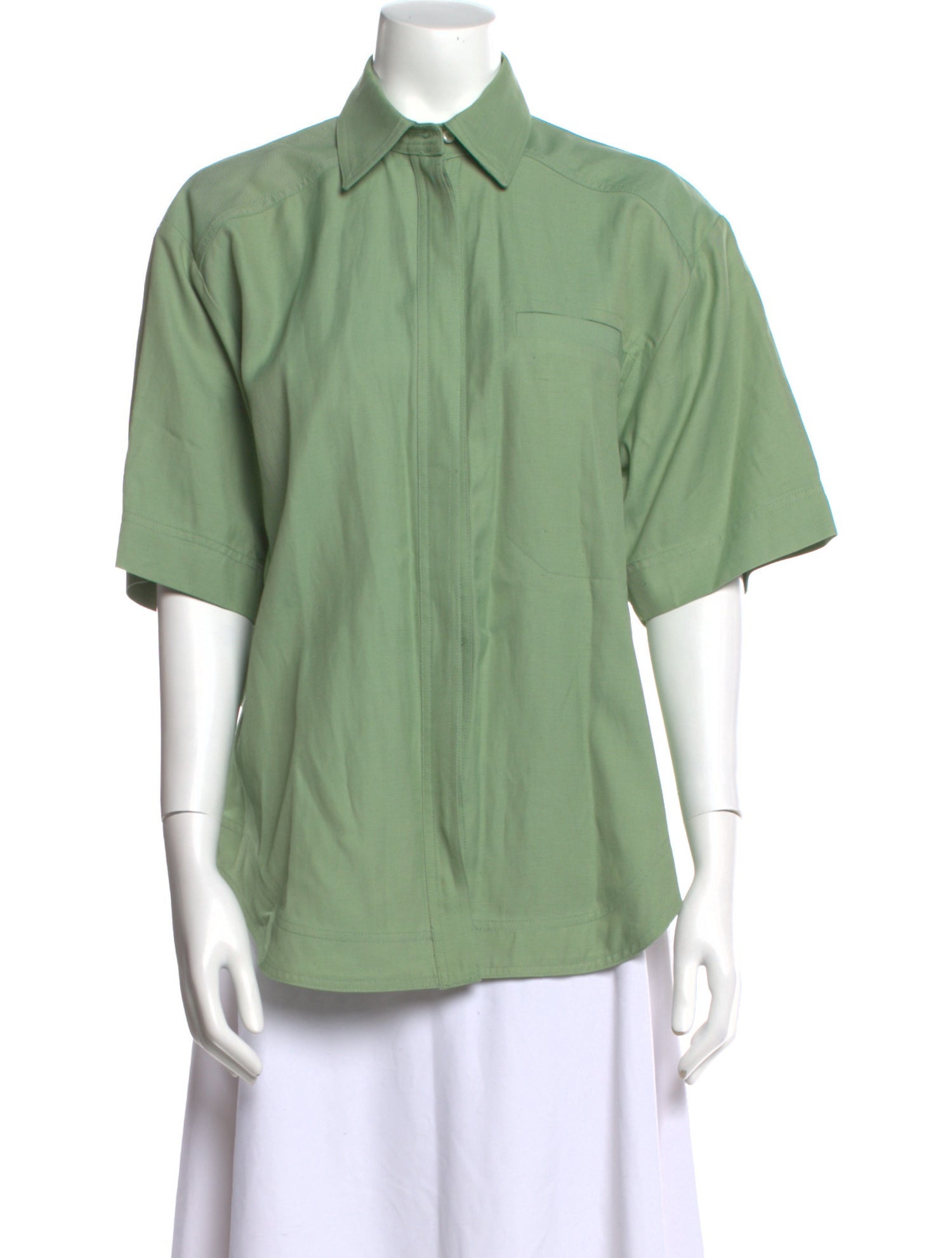 Loulou Studio Short Sleeve Button-Up Top