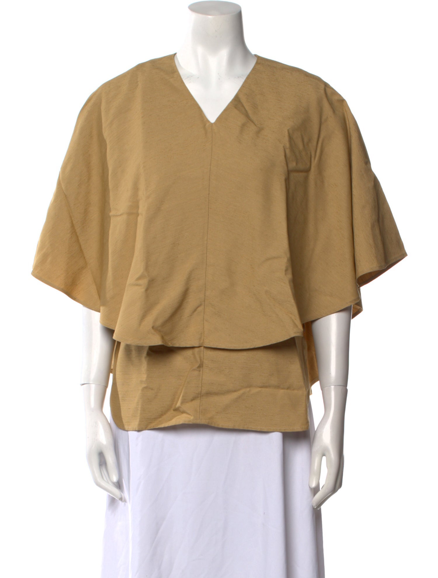 Loulou Studio V-Neck Three-Quarter Sleeve Blouse