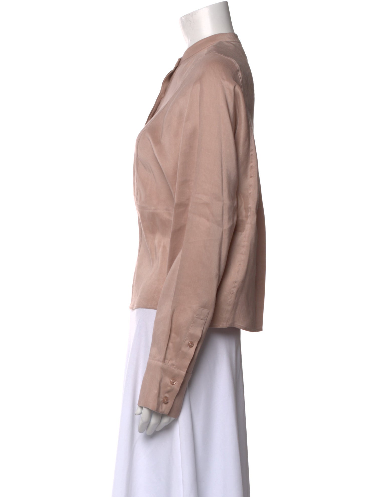 Loulou Studio Linen Mock Neck Button-Up Top