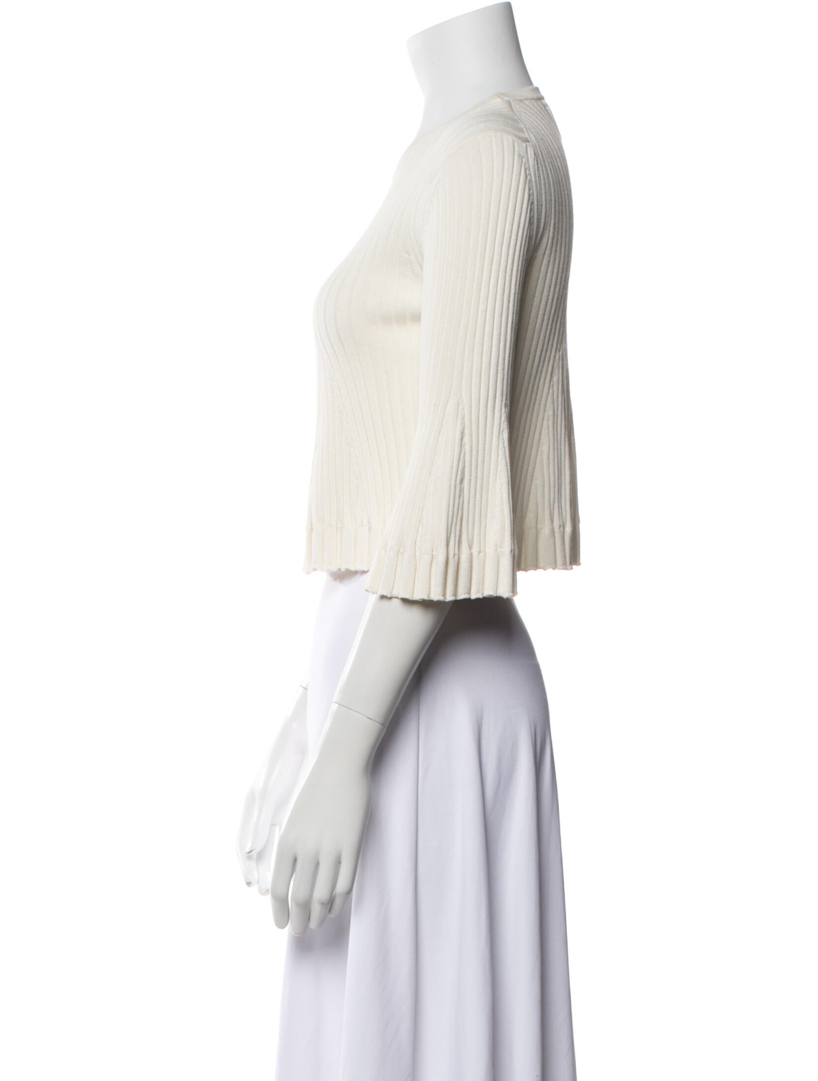 Loulou Studio Crew Neck Three-Quarter Sleeve Crop Top