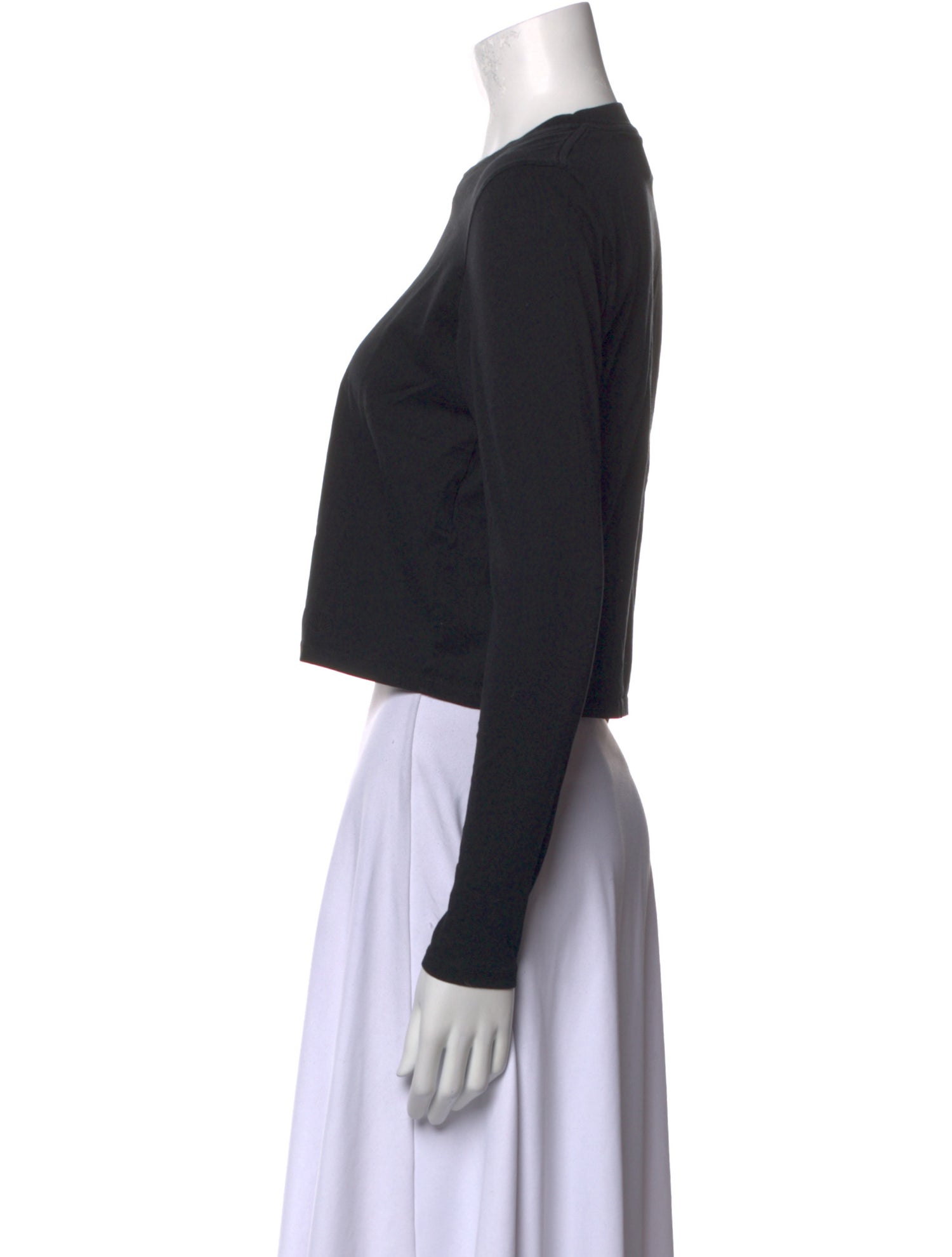 Loulou Studio Crew Neck Long Sleeve Crop Top