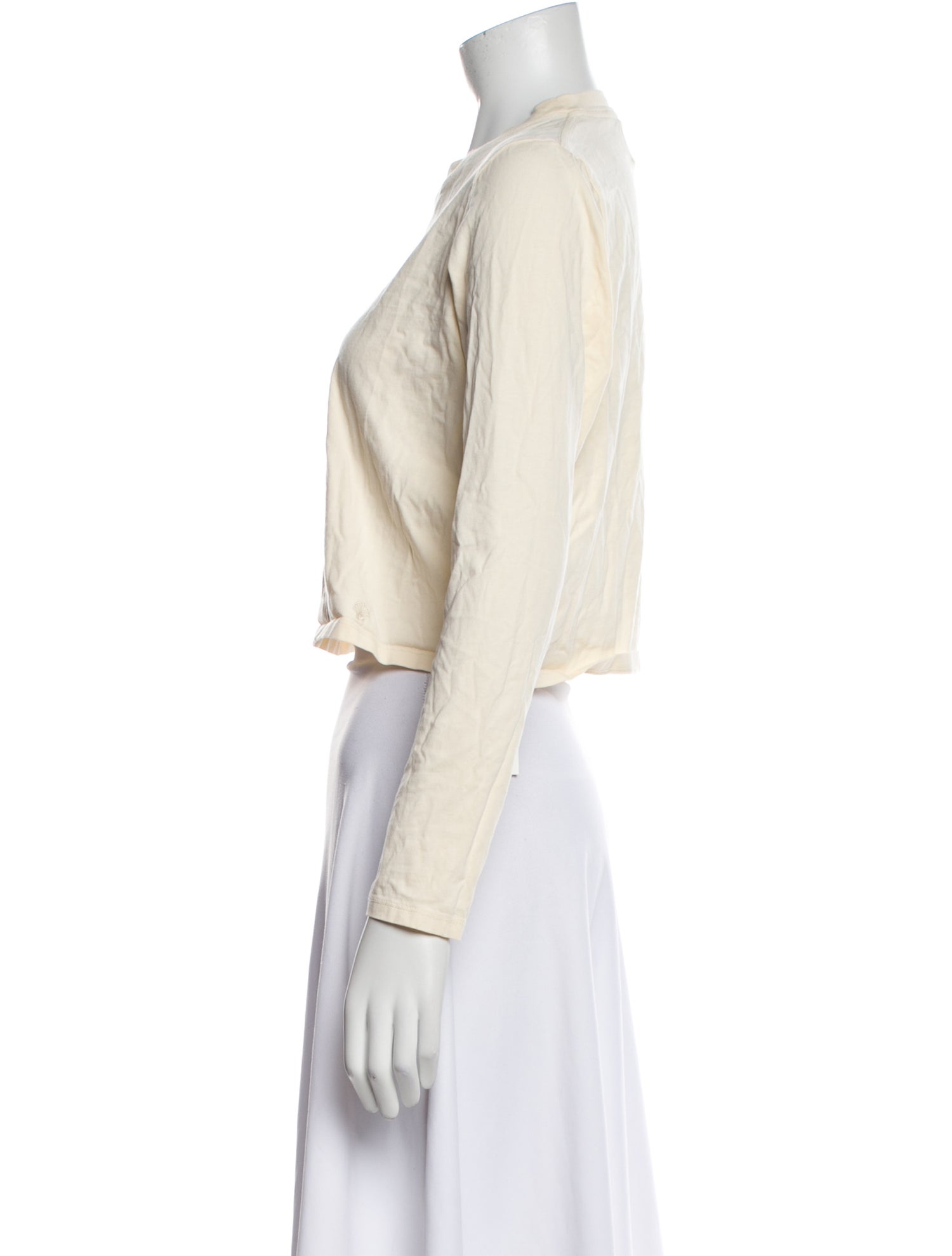 Loulou Studio Crew Neck Long Sleeve Crop Top