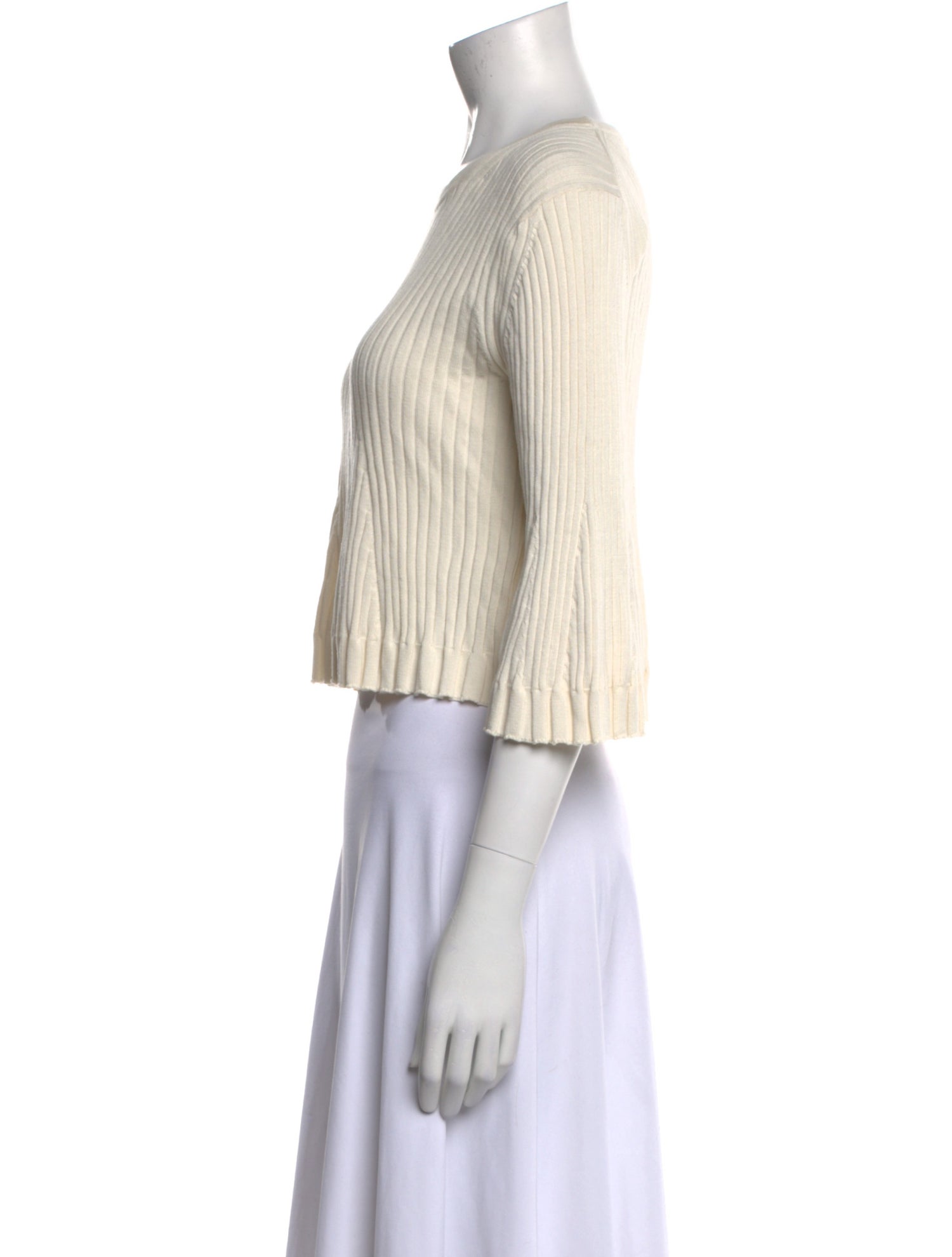 Loulou Studio Crew Neck Three-Quarter Sleeve Crop Top