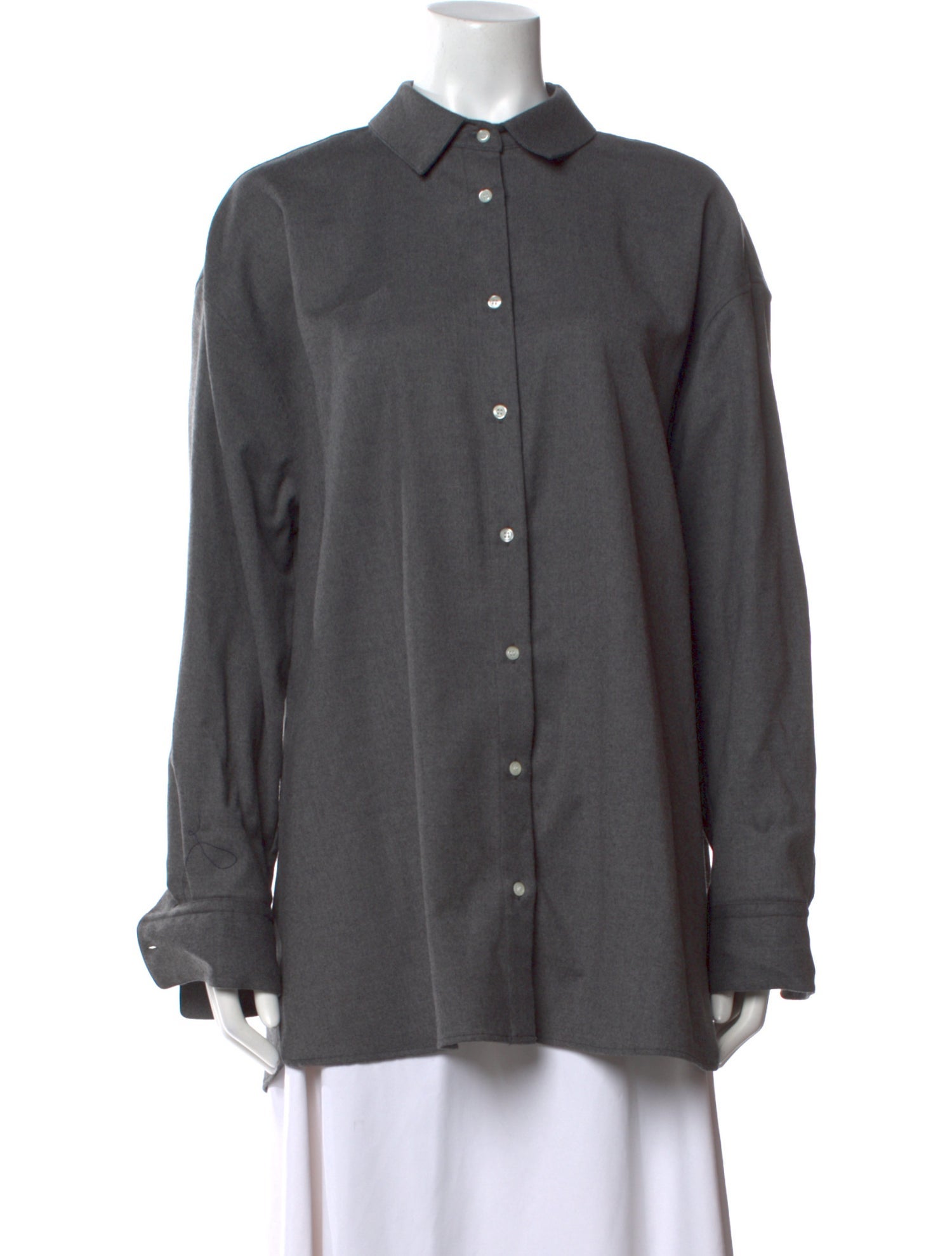 Loulou Studio Wool Long Sleeve Button-Up Top