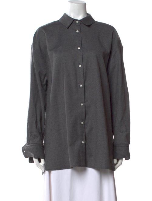 Loulou Studio Wool Long Sleeve Button-Up Top