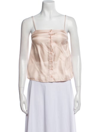 Loulou Studio Silk Square Neckline Crop Top