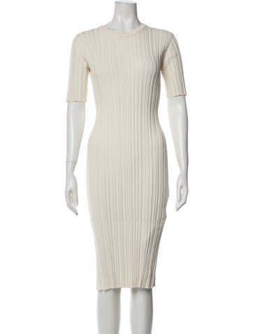 Pre-owned Loulou Studio Crew Neck Midi Length Dress In Neutral