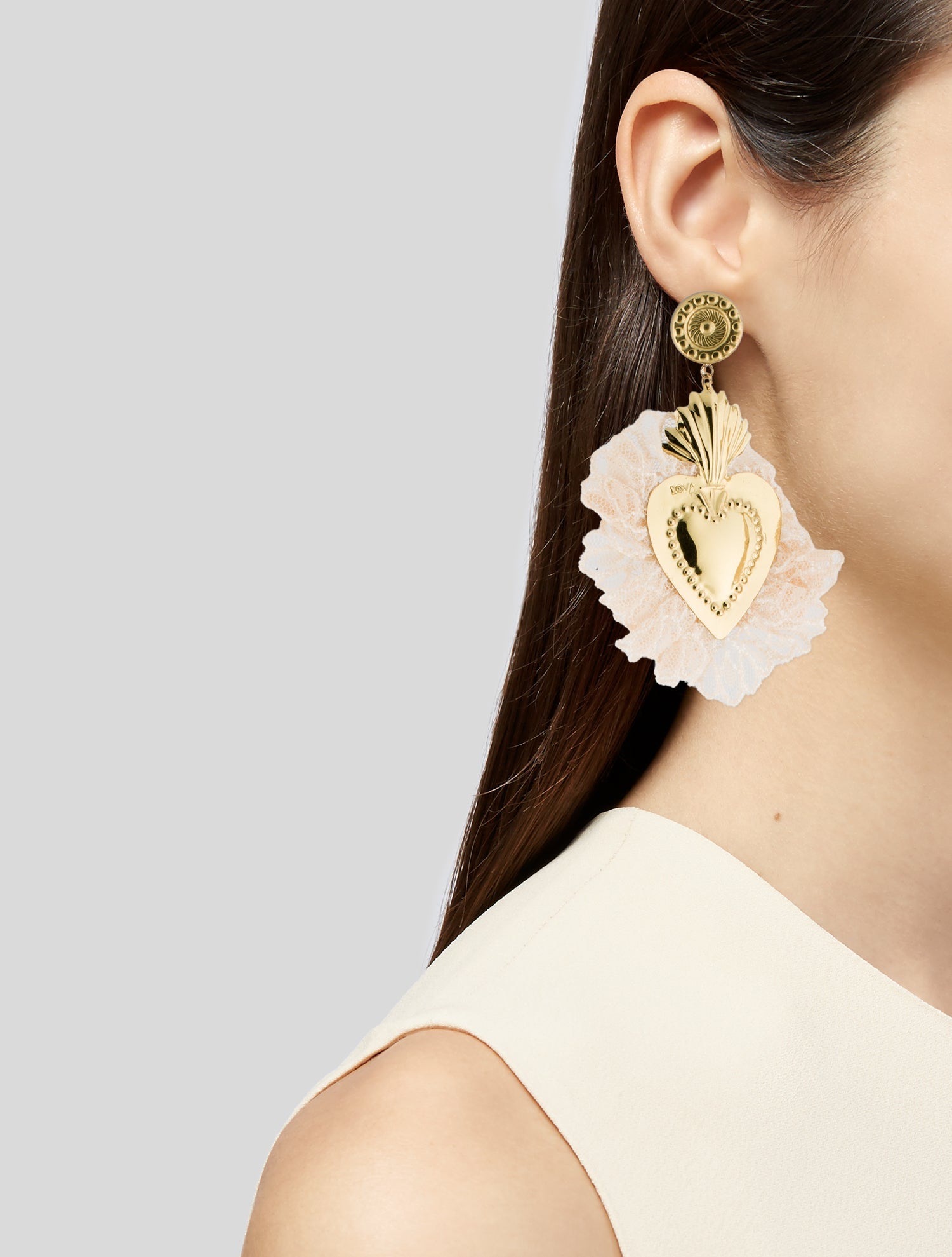 LOVA by VL Lace Heart Drop Earrings