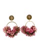LOVA by VL Faux Pearl & Fabric Flowers Hoop Earrings
