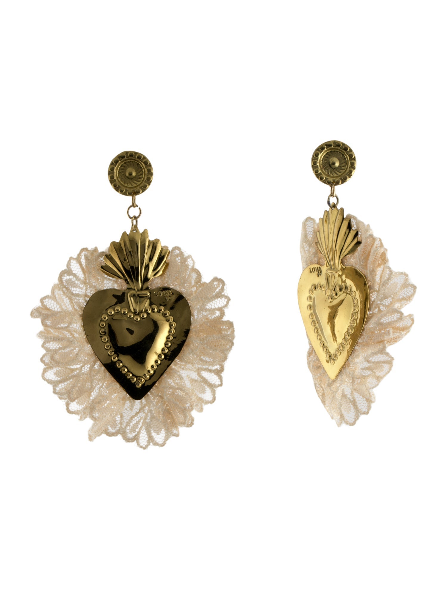 LOVA by VL Gold Hearts Beige Lace