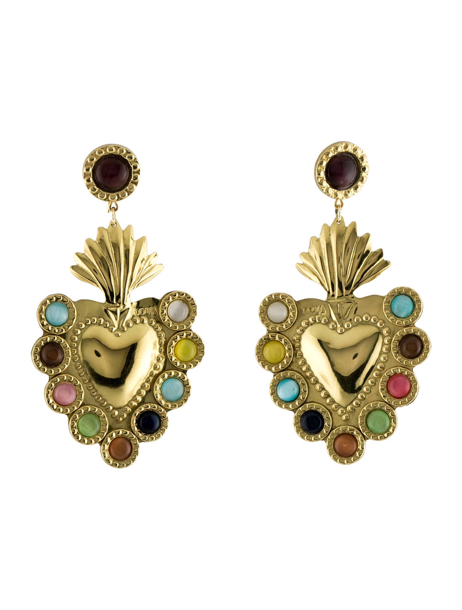LOVA by VL Multicolor Crystal Heart Drop Earrings