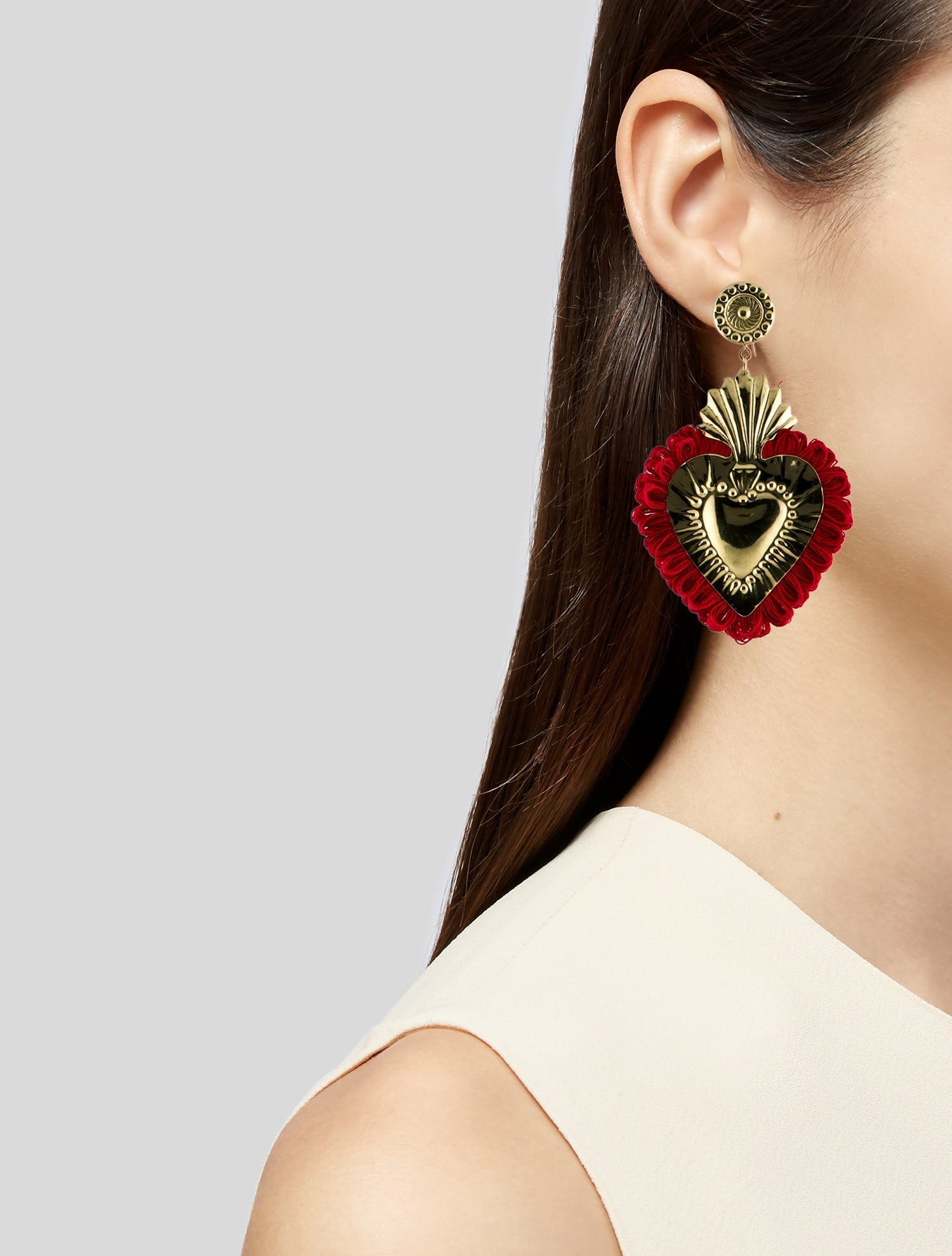 LOVA by VL Fringe Heart Drop Earrrings