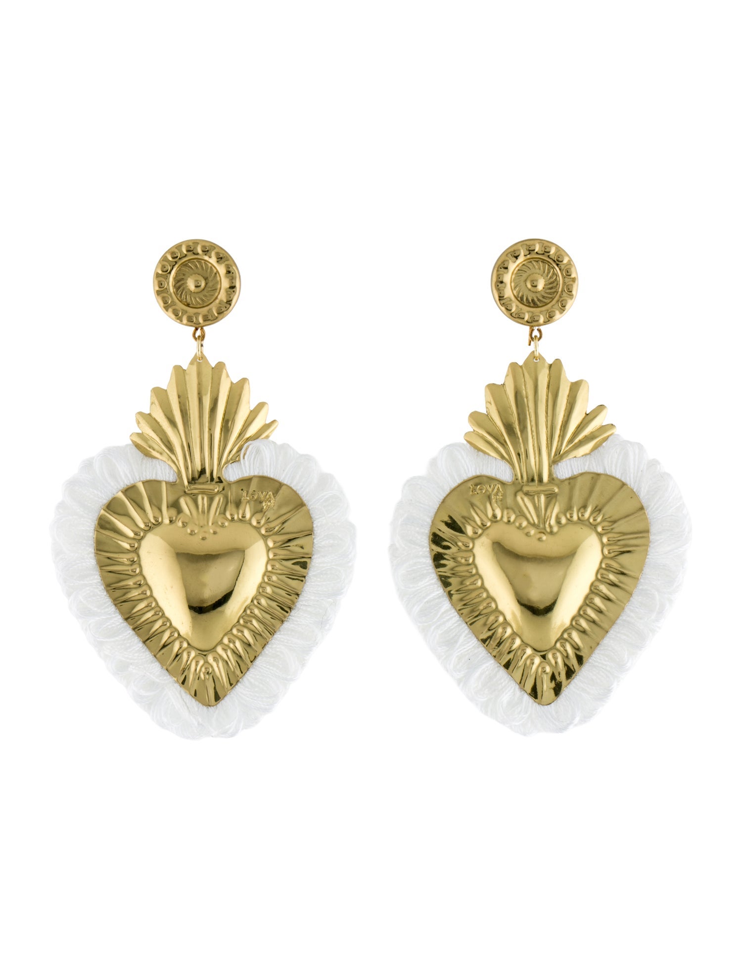 LOVA by VL White Fringe Heart Drop Earrings