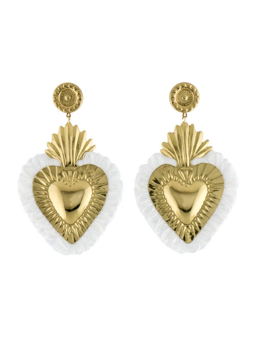 LOVA by VL White Fringe Heart Drop Earrings