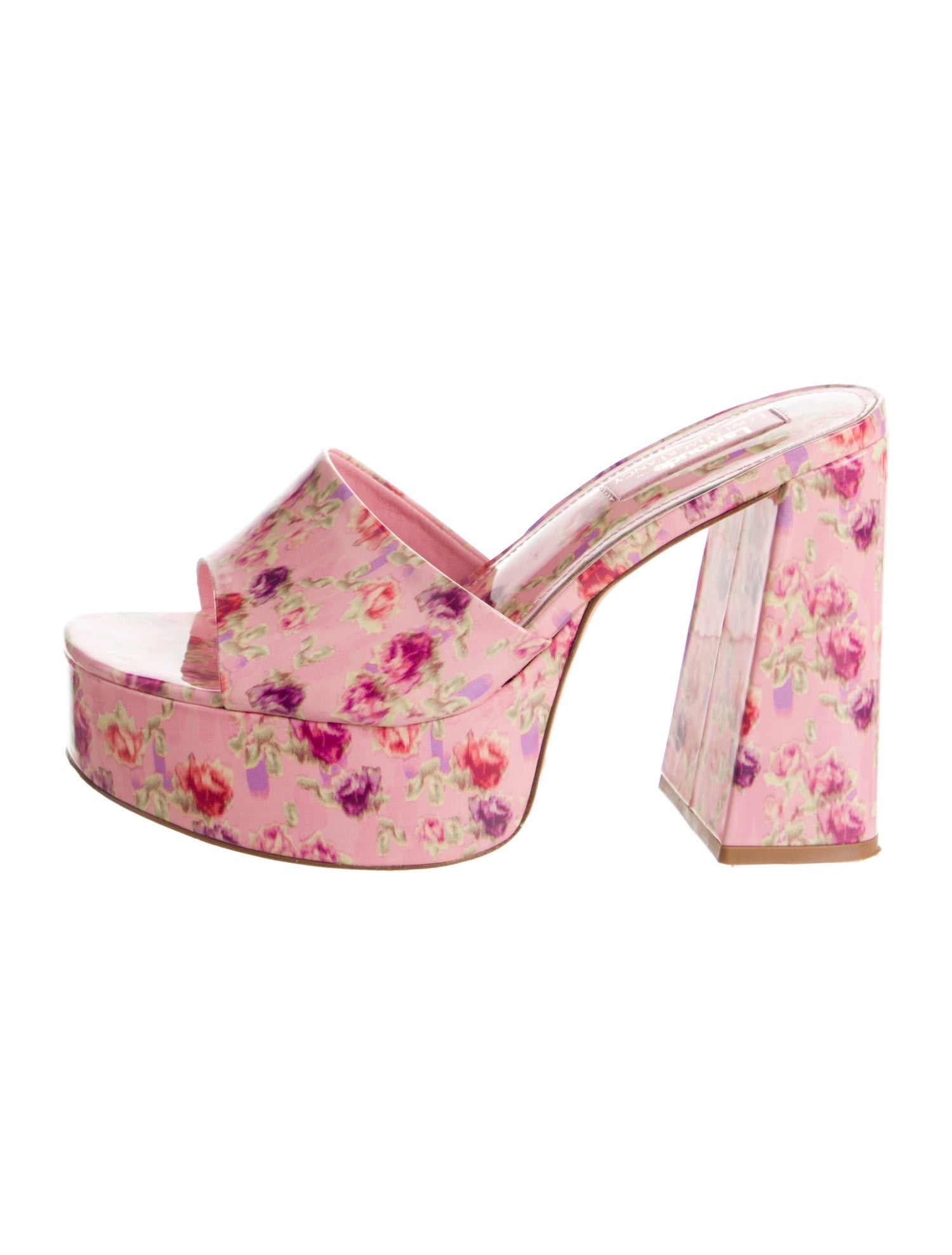 Loveshackfancy X Larroude Patent Leather Floral Print Slides