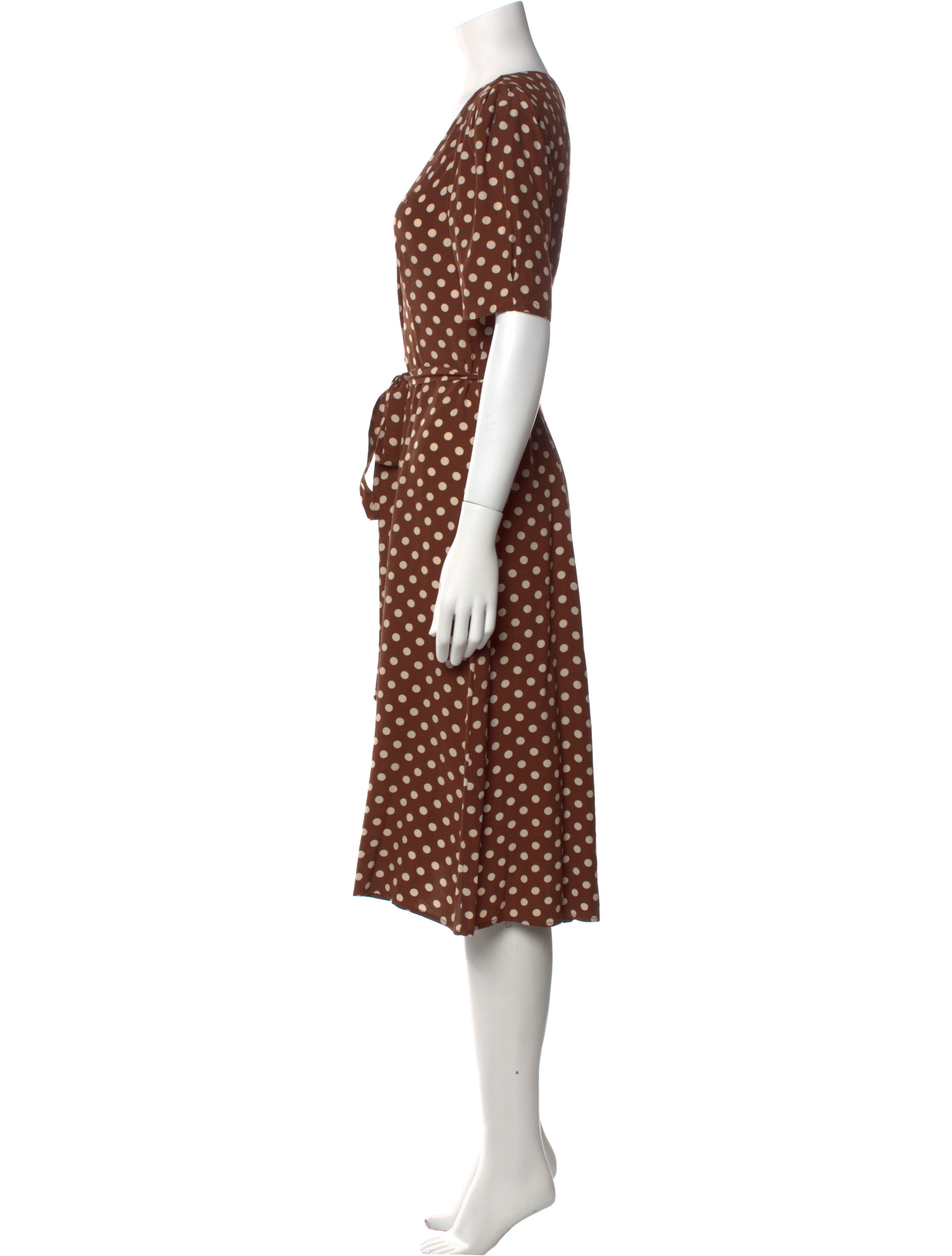lpa brown polka dot dress Zapaka Women Brown Chiffon A-Line Polka Dots Dress Halter Tea Length Formal Dress, Brown / AU6