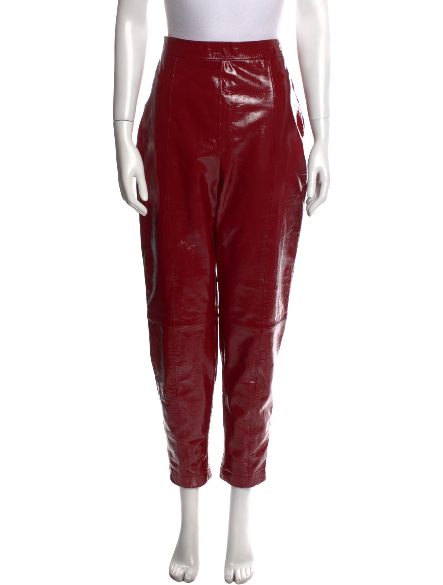 LPA Leather Straight Leg Pants Red Pants, Clothing WLPAA23098 The