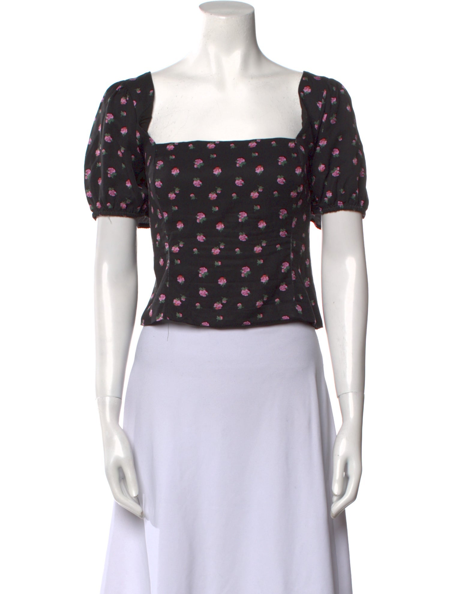 LPA Polka Dot Print Square Neckline Crop Top - Brown Tops