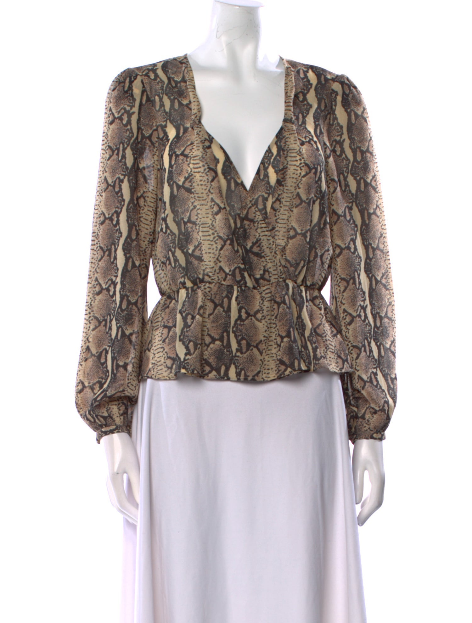 LPA Animal Print V-Neck Blouse