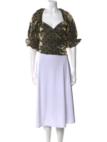 LPA Tops Polka Dot Print Square Neckline Crop Top XS