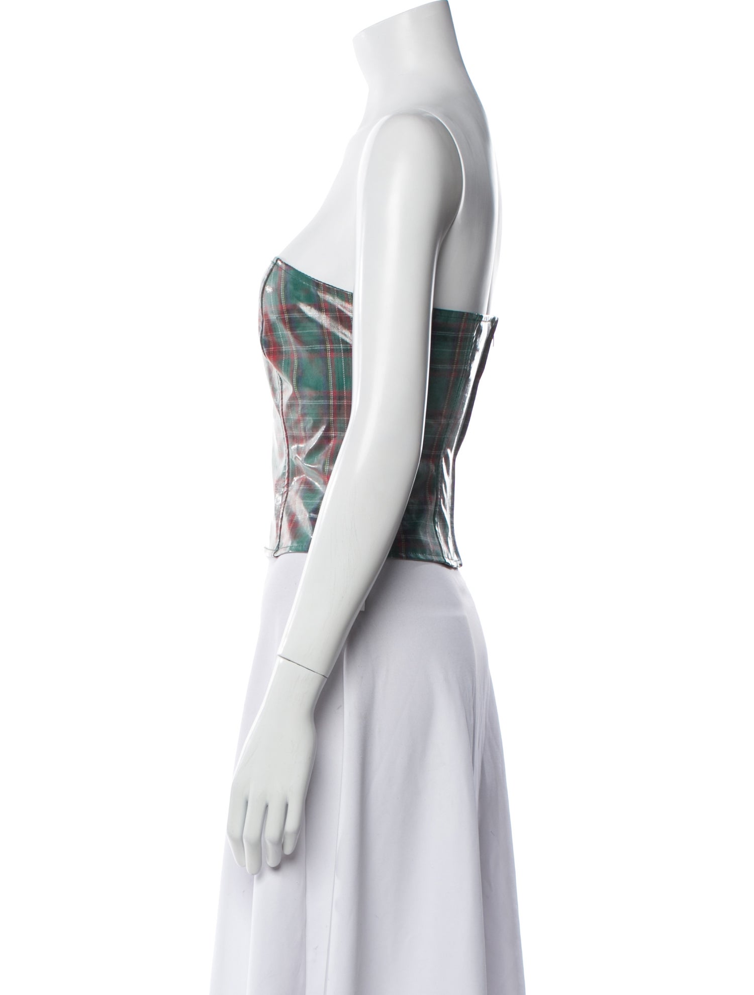 LPA Plaid Print Strapless Crop Top