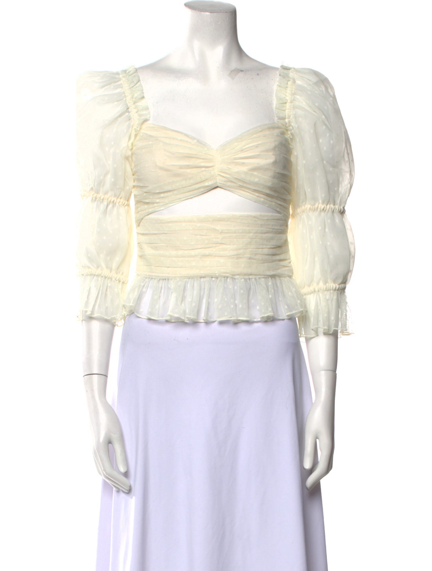 LPA Square Neckline Three-Quarter Sleeve Crop Top