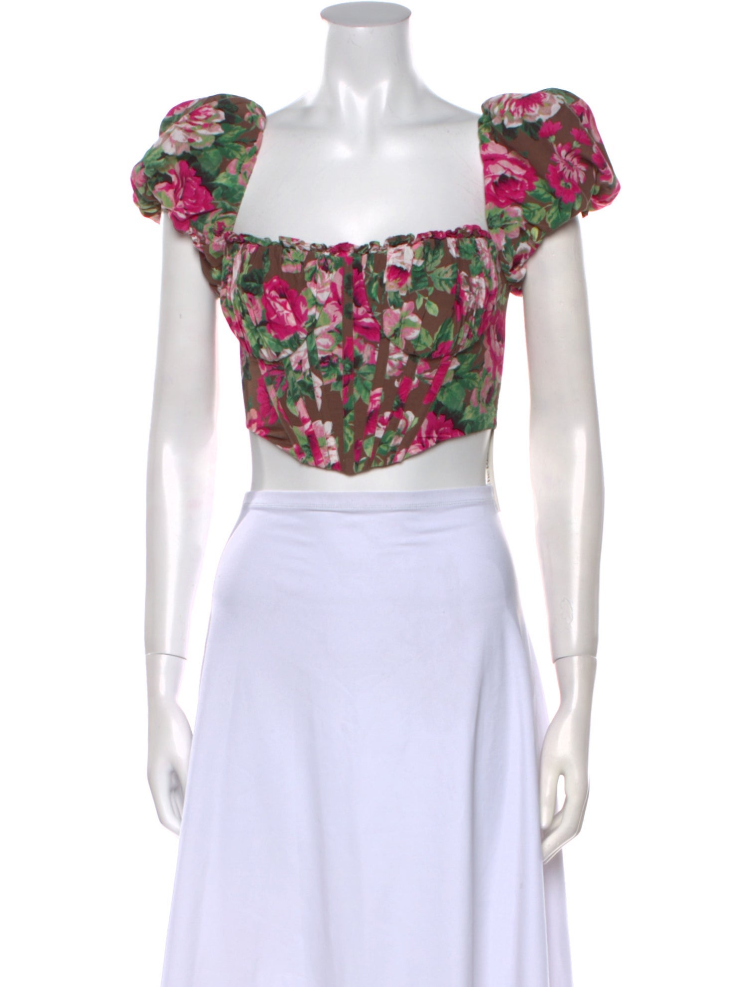LPA Floral Print Square Neckline Crop Top