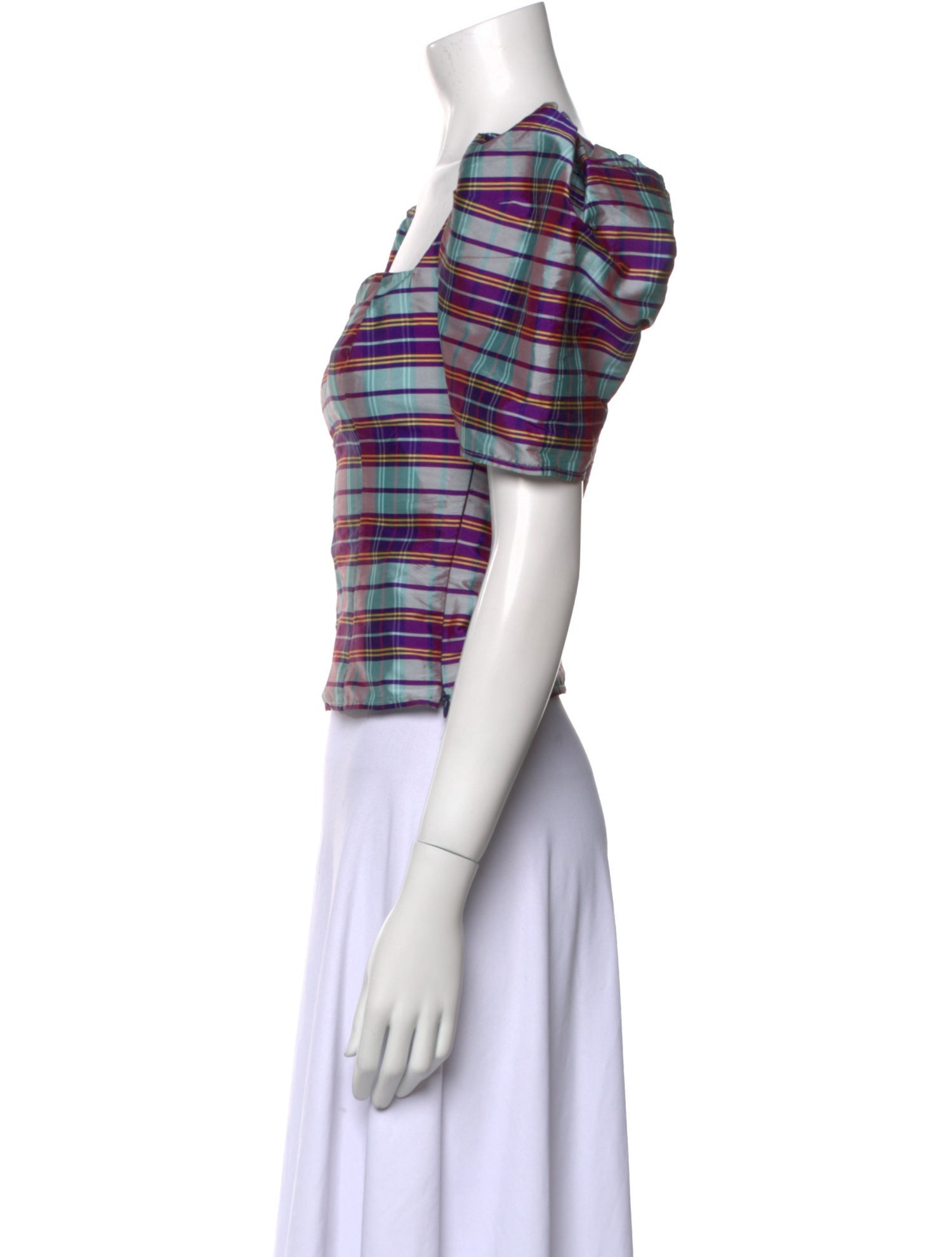 LPA Plaid Print Square Neckline Crop Top