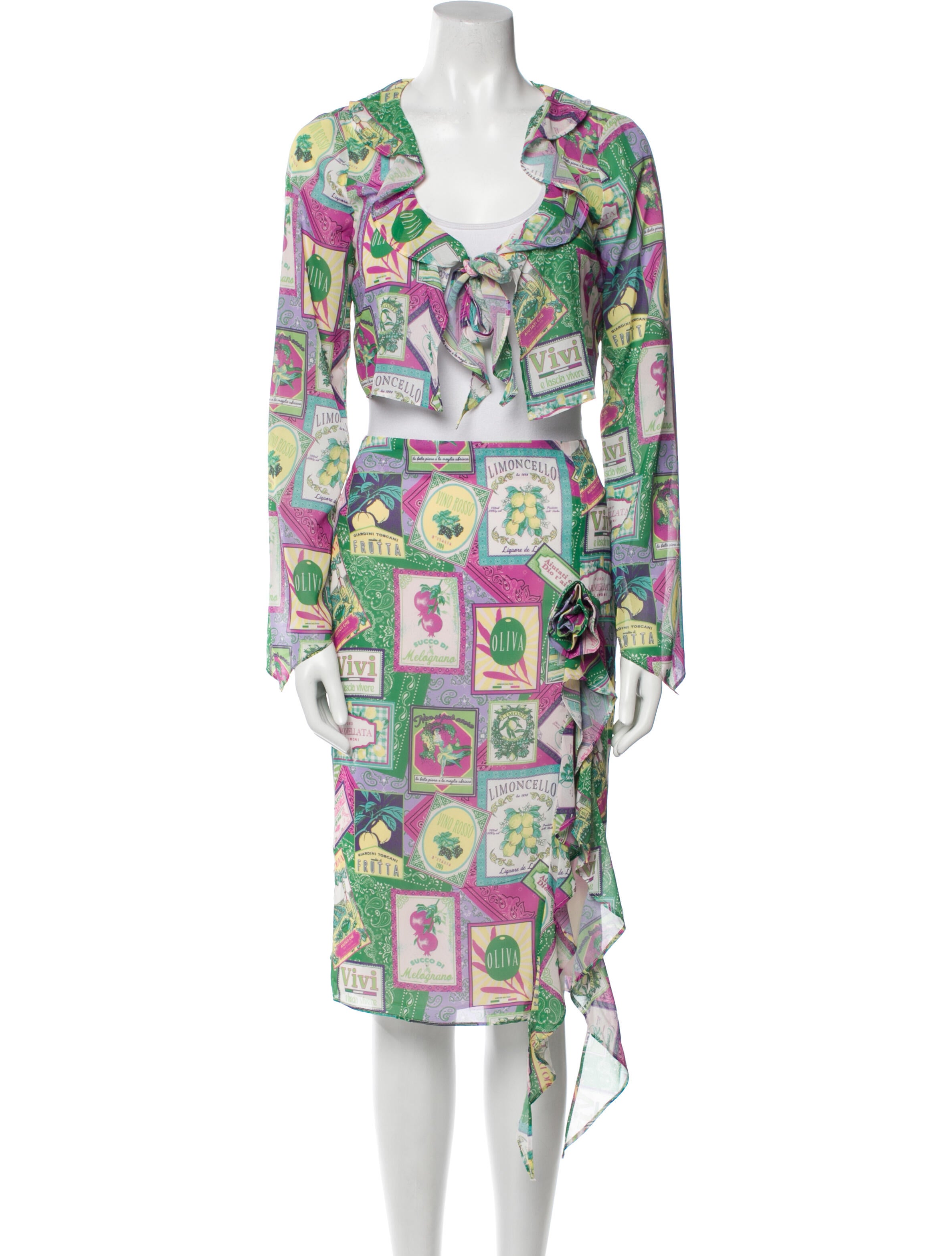 LPA Printed Ruffle Embellishment Skirt Set w/ Tags