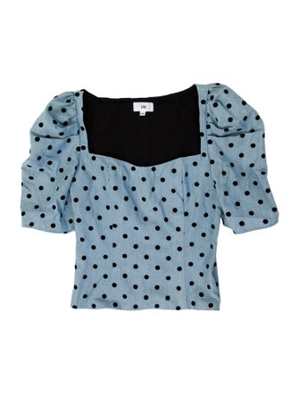 LPA Polka Dot Print Strapless Crop Top