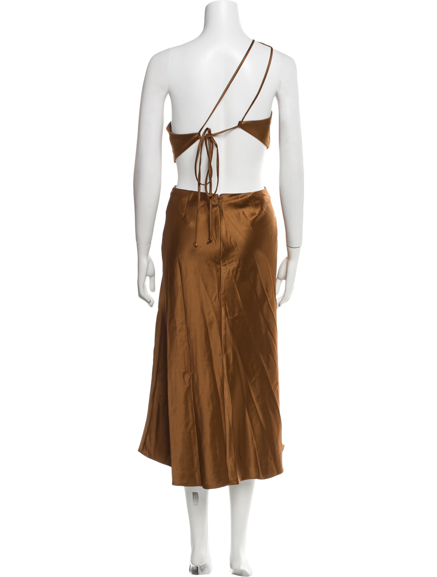 LPA One-Shoulder Midi Length Dress in Brown, Women's M