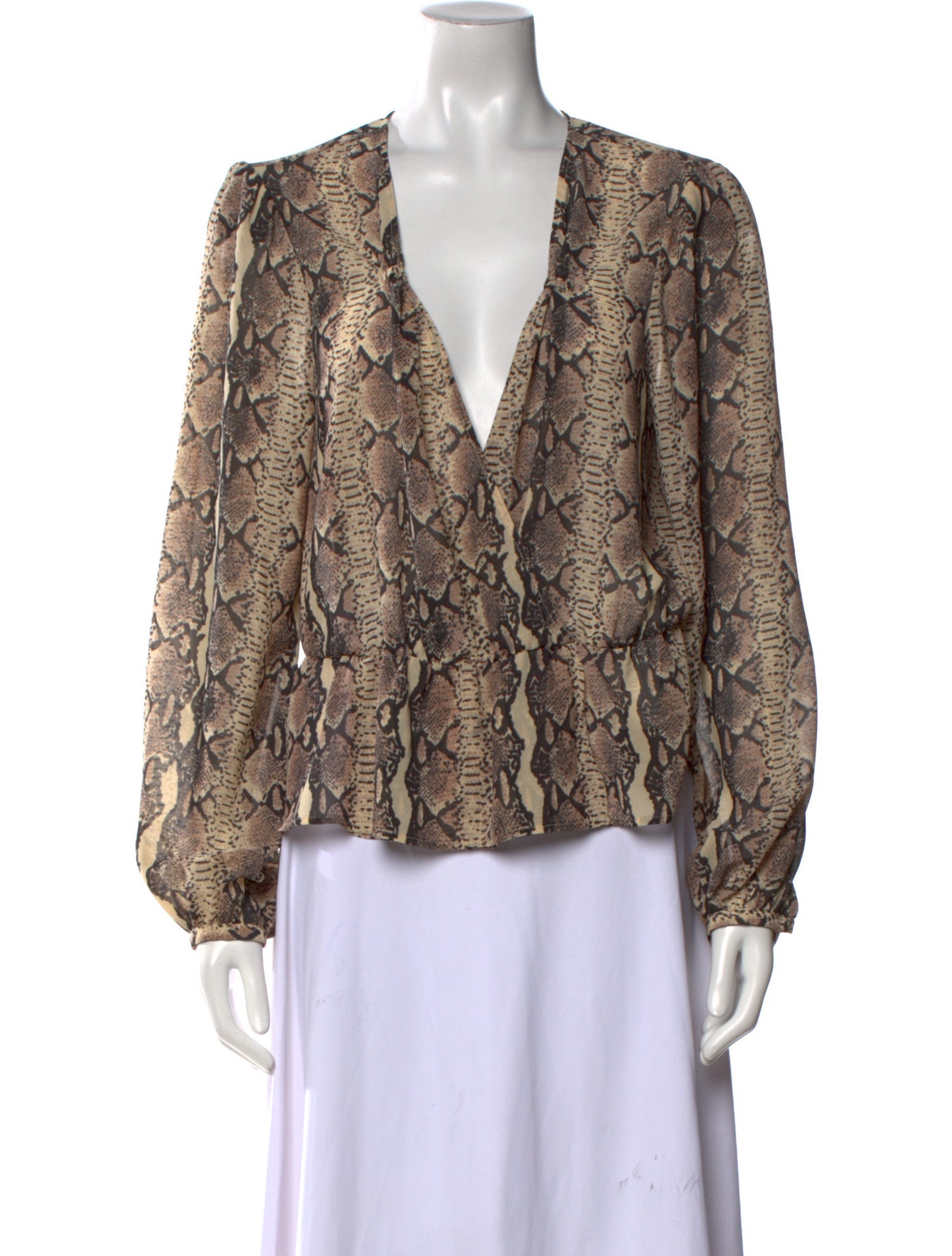LPA Animal Print V-Neck Blouse