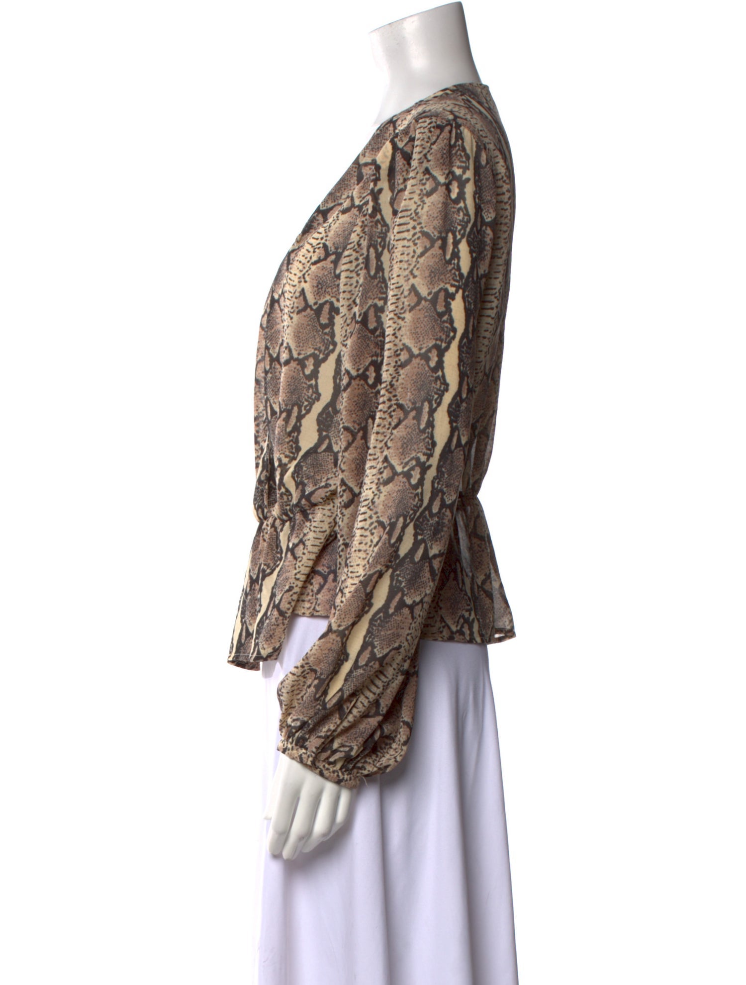 LPA Animal Print V-Neck Blouse