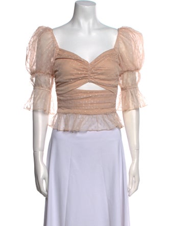 LPA Square Neckline Three-Quarter Sleeve Crop Top