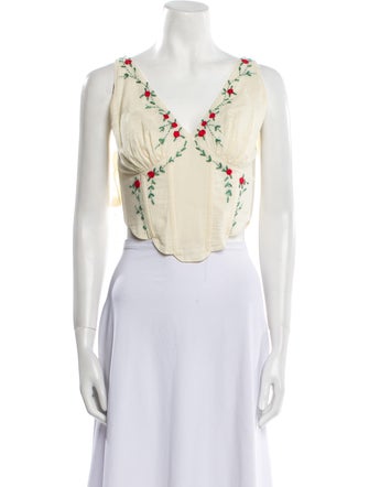 LPA Floral Print V-Neck Crop Top