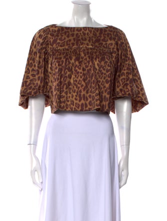 LPA Animal Print Scoop Neck Crop Top