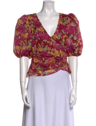 LPA Floral Print V-Neck Crop Top