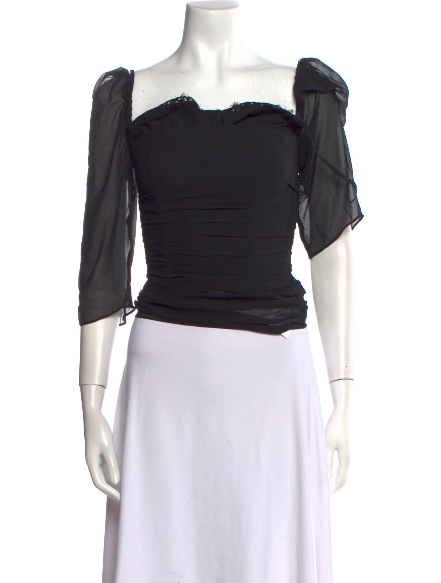 LPA Square Neckline Three-Quarter Sleeve Crop Top